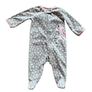 Carter’s Baby Girl Unicorn Footed Sleeper Fleece Pajamas - Size 6 Months